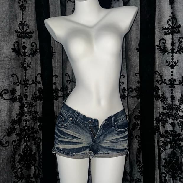 washed jean shorts