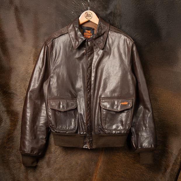 [42] 80s 아비렉스 A-2 카프스킨 레더 플라이트 자켓 