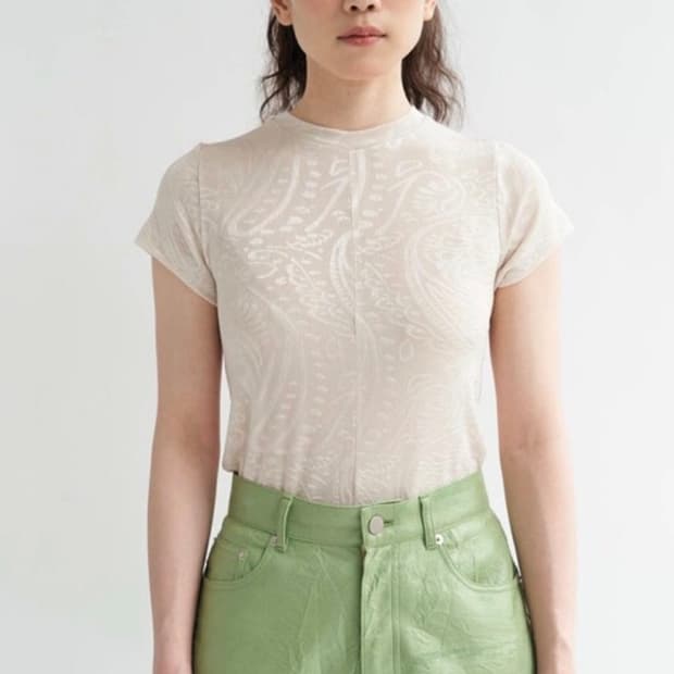 Teak PAISLEY JACQUARD JERSEY TOP (IVORY)
