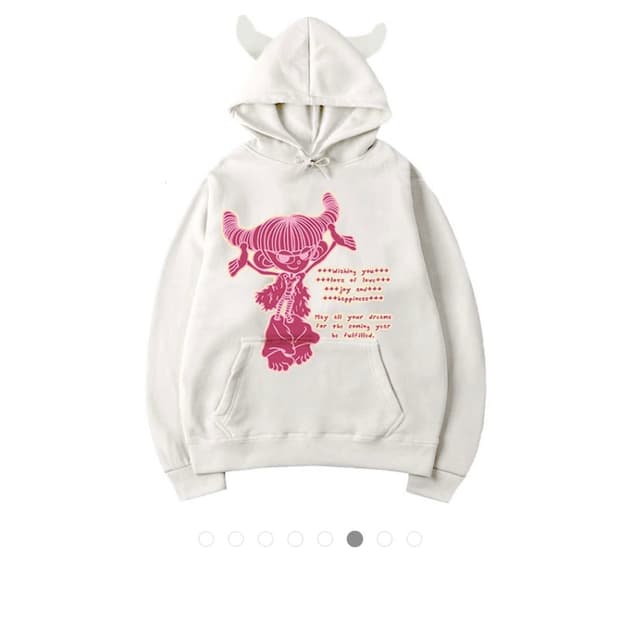 하이호체리 hApPy 2K26 후드티 화이트 악마뿔