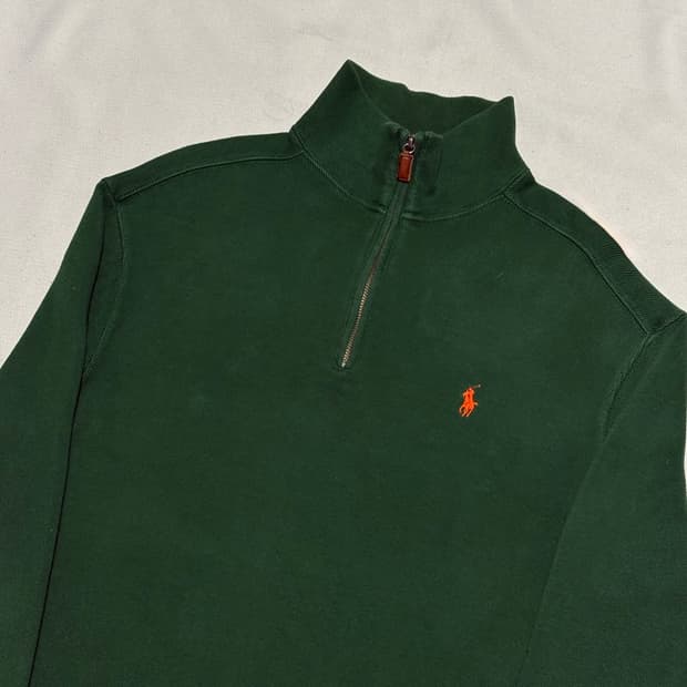 M 폴로랄프로렌 딥그린 반집업 코튼 니트