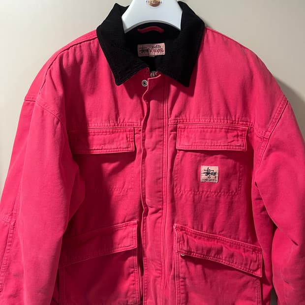 스투시 워시드 캔버스 자켓 핫핑크