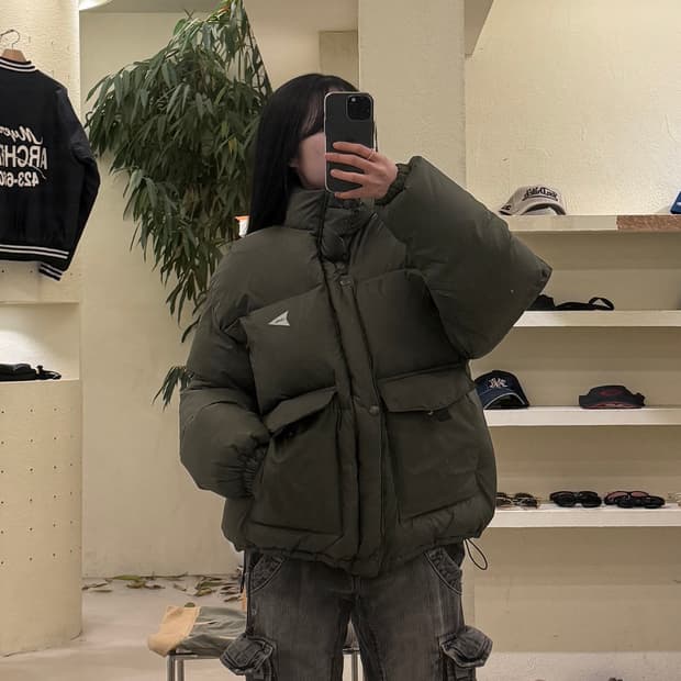 어반디타입 덕다운 푸퍼 카키 패딩 U244
