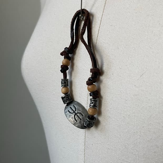 Real Leather Brown Ethnic Cham Bracelet