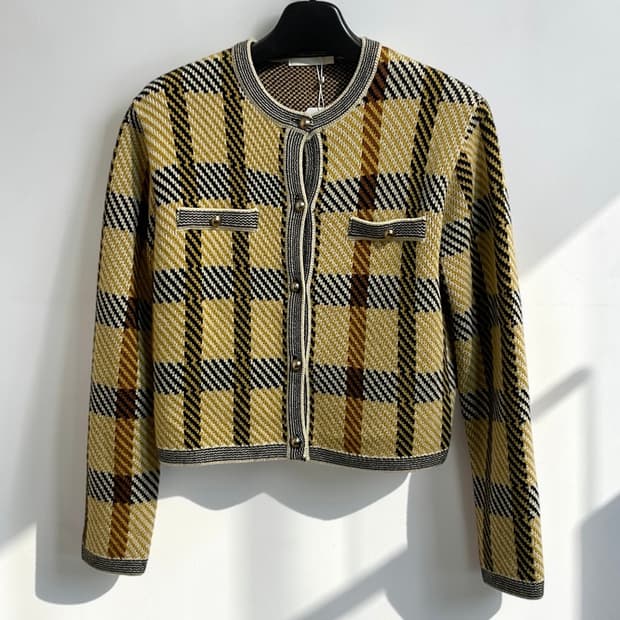 그로브 아가일 체크 니트 가디건