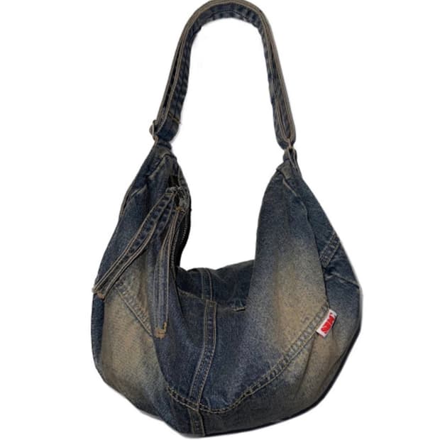 스컬프터 워시드 데님 더플백 새상품