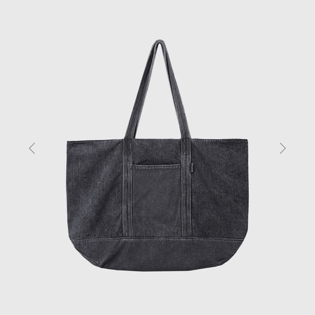 999휴머니티 AV BIG DENIM TOTE BAG BLACK 토트백