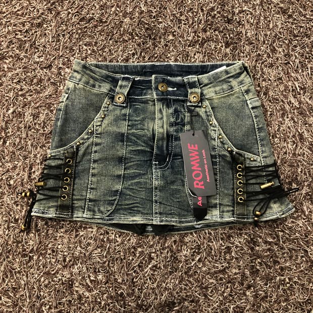 새상품 롬위 퍼 포켓 데님 미니 스커트 S