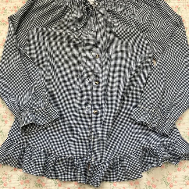 빈티지 체크 리본 프릴 블라우스 1092 모리걸 y2k 스트릿 갸루 펑키