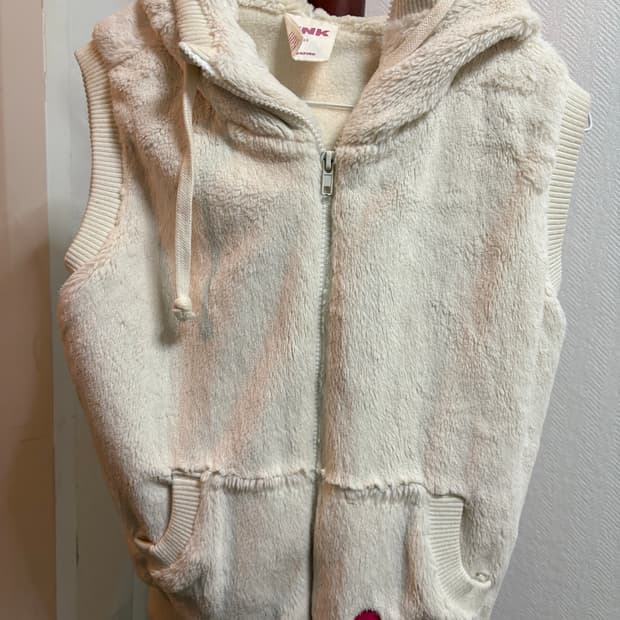 빅토리아시크릿 y2k PINK 후드 퍼 조끼 아이보리 FREE