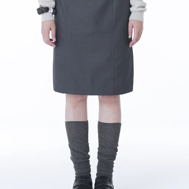 Button midi skirt CHARCOAL