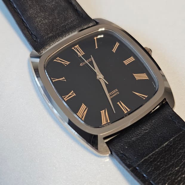 시티즌 익시드 빈티지 가죽 드레스 시계