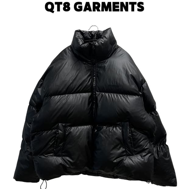 QT8가먼츠 덕다운 오버핏 숏패딩 블랙
