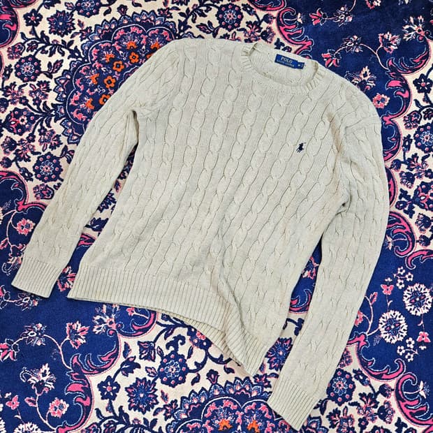 폴로랄프로렌 시그니쳐 포니 자수 꽈베기니트 M size