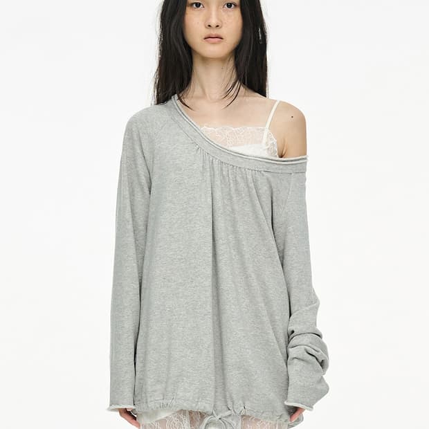 세릭 Round Hem String Top _ Gray