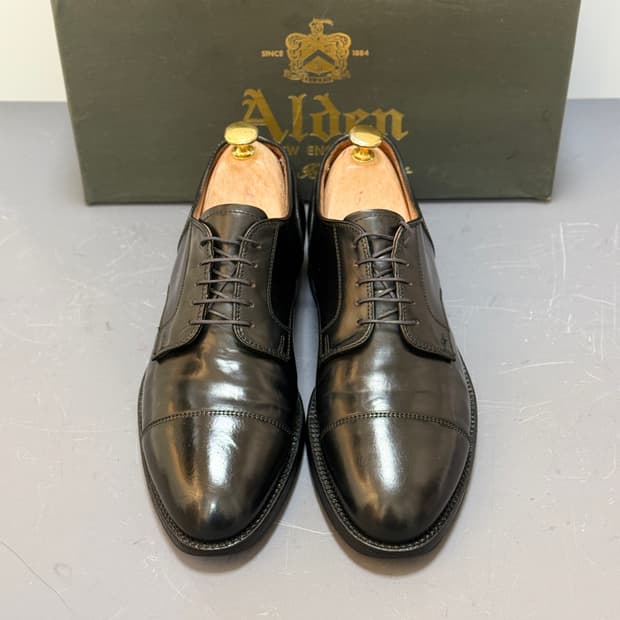 [8.5D] 알든 2161 블랙 코도반 스트레이트 팁 더비 