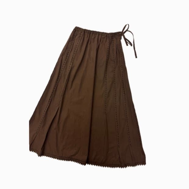 Issey Miyake 이세이미야케 하트 브라운 디테 일 롱스커트