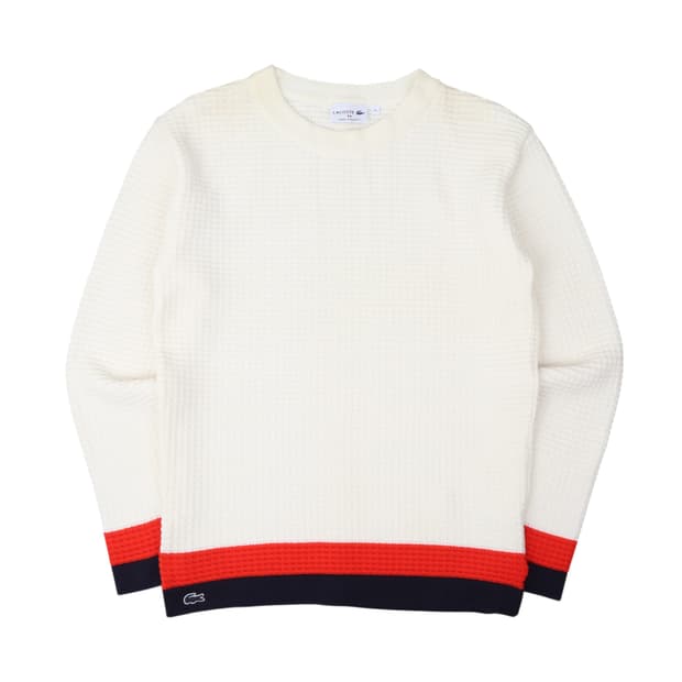 라코스테 언더 로고 와플 코튼 니트