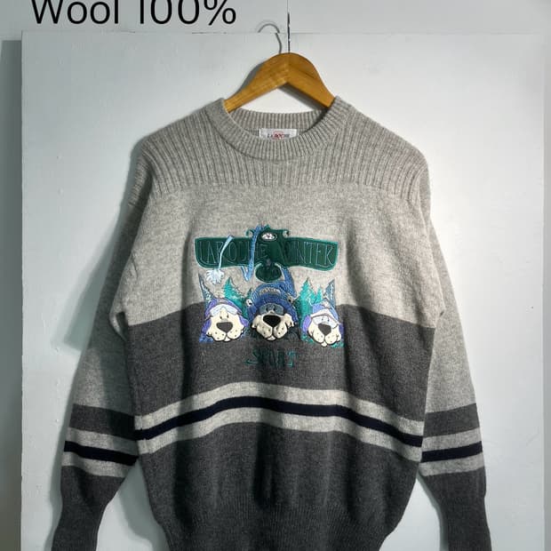 Wool 100% 울100% 곰돌이 니트