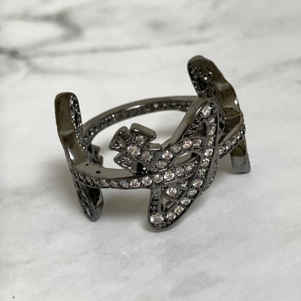 비비안웨스트우드 화이트크리스탈 그레이실버 orb링 반지