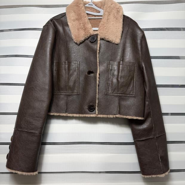 낫유어로즈 레더 무스탕 브라운M