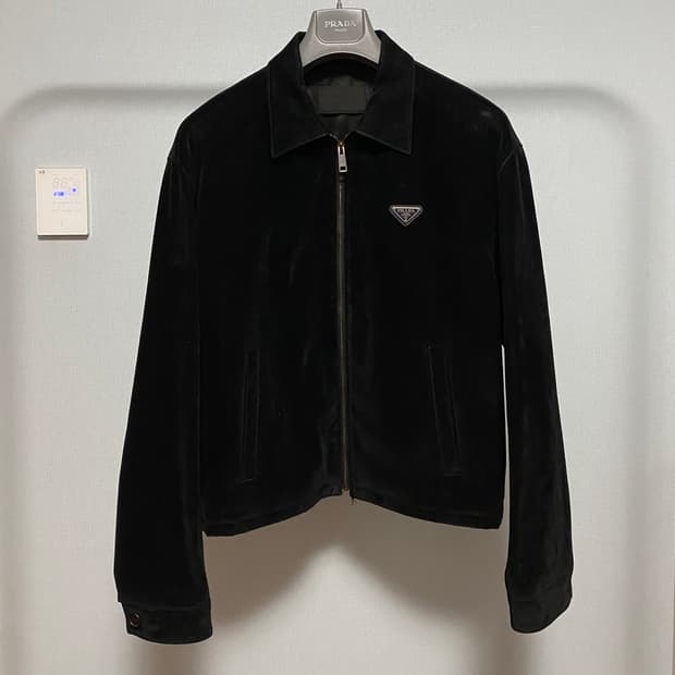 [M] 프라다 벨벳 데님 블루종 자켓 블랙