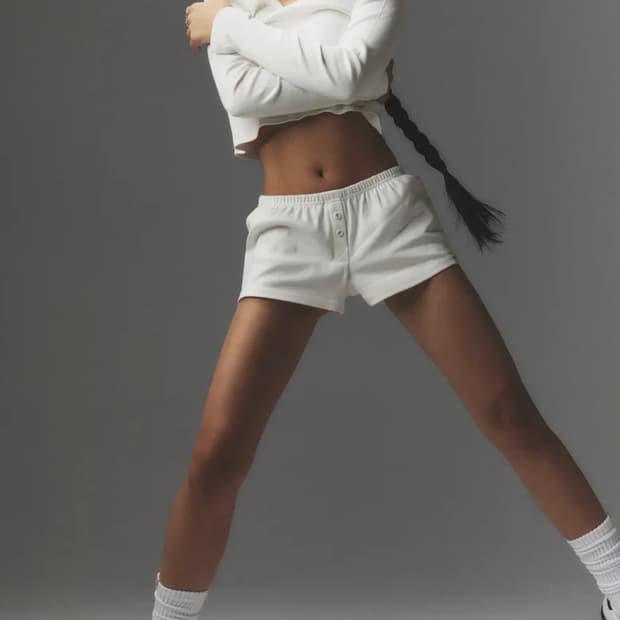 BUTTON FLY MINI SHORTS (WHITE)
