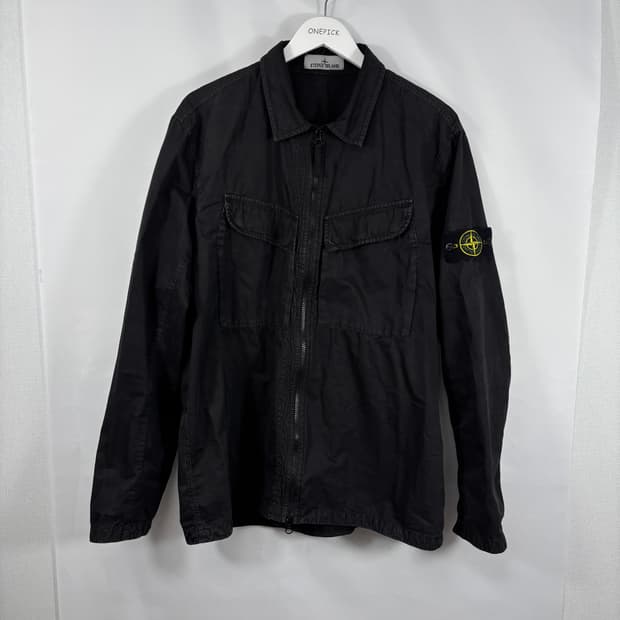 ( XL,22FW)스톤아일랜드 브러쉬드 코튼 캔버스 올드이펙트 블랙