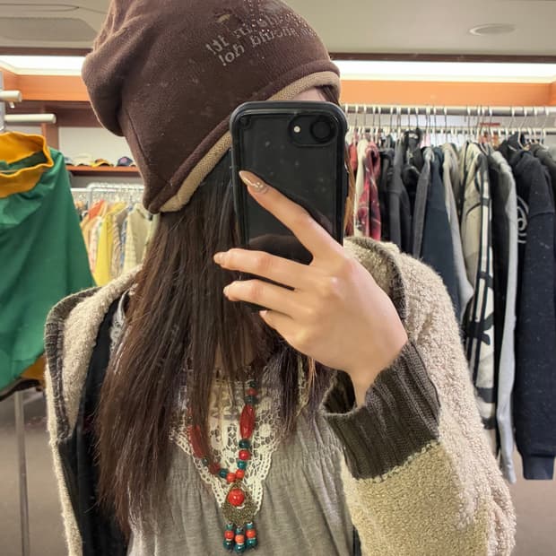 빈티지 여성 데미지 디자인 프린트 비니