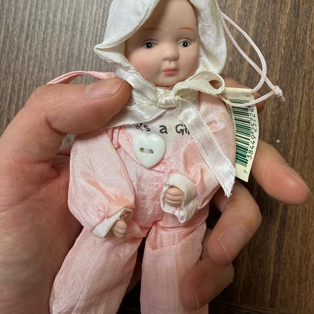 빈티지 미드웨스트 아가 인형 앤틱 핑크