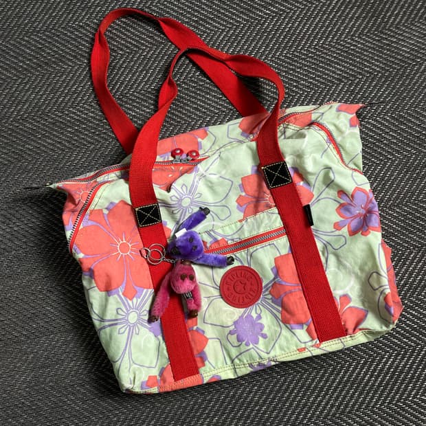 00s 키플링 y2k 더블 키링 플라워 토트백 y 4888