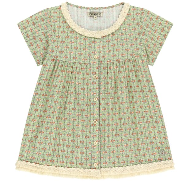 FRINGE SHIRRING BLOUSE LIGHT GREEN