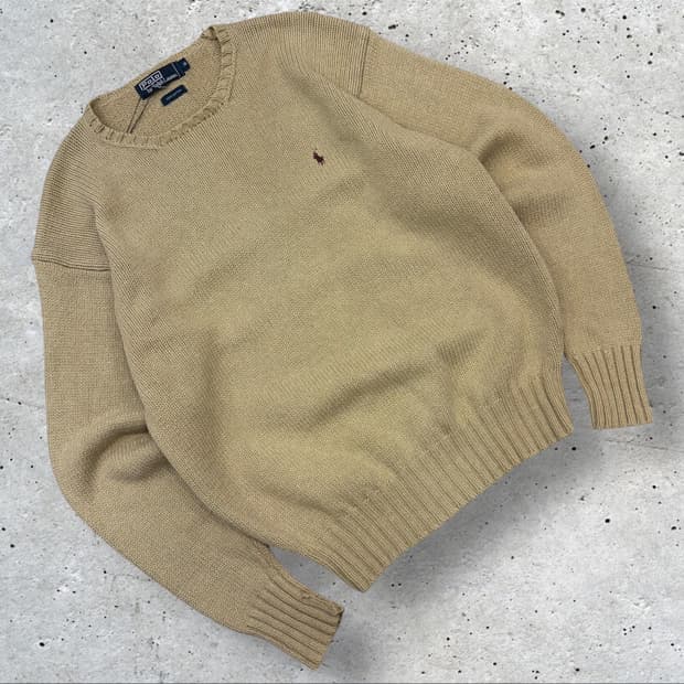 [M] 폴로 랄프로렌 VTG 코튼 베이지색 니트 스웨터 B383