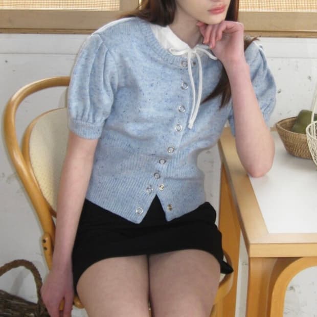 레터프롬문 코니 더스트 하프 가디건 (스카이블루)