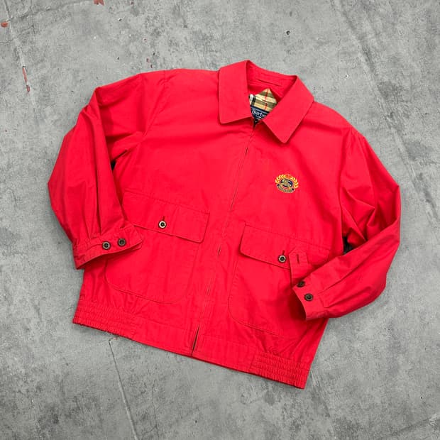 버버리 90s 크레스트 로고 블루종 자켓