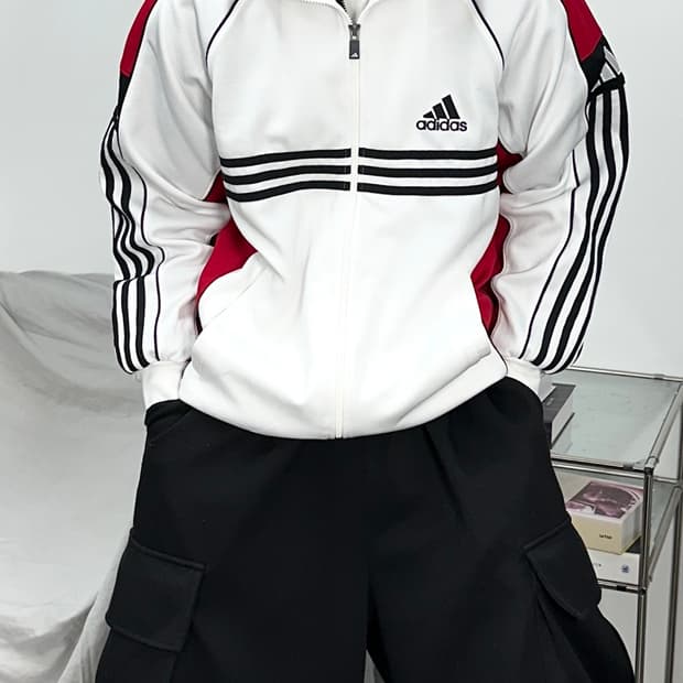 아디다스 90s 화이트 레드 트랙탑 져지