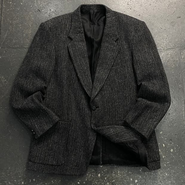 100 캐나다 빈티지 해리스트위드 헤링본 블레이저 자켓 