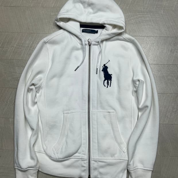폴로 화이트 빅포니 후드집업