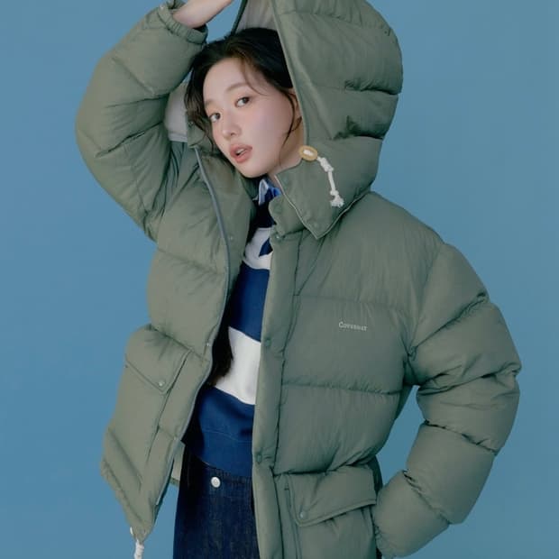 커버낫 디태처블 후드 미드 다운 자켓