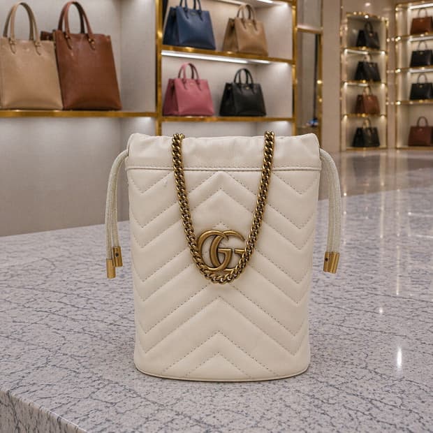 [A급] 구찌 GG 마몽 버킷백 미니 화이트 판매합니다!!!