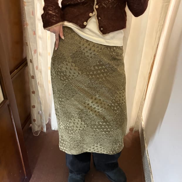 Japanese vintage patterned midi skirt