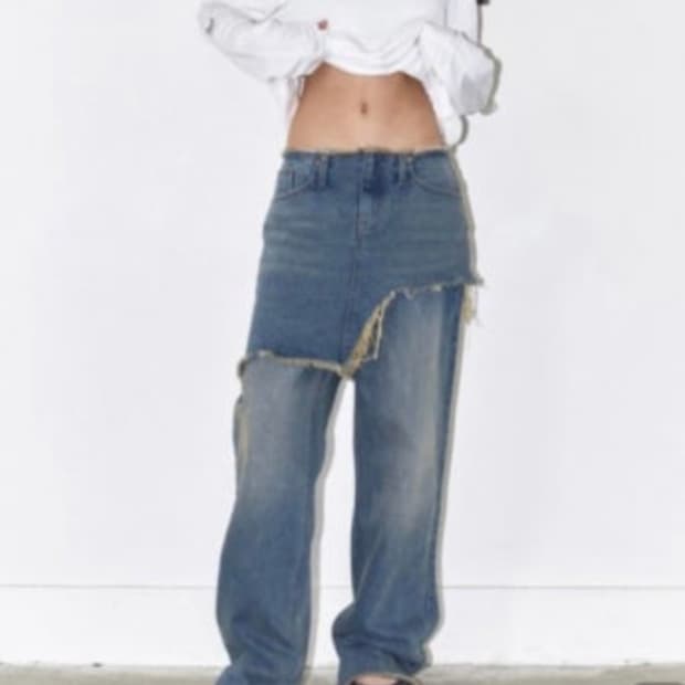 폴리수엠 스커트 데님 팬츠