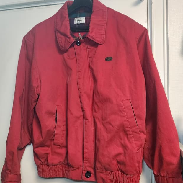 라코스테 90s 빈티지 레드체크 워크 스윙자켓 (실측 M정도)