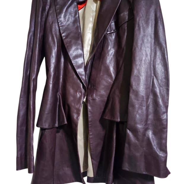 오브제 정품 버건디 가죽자켓
