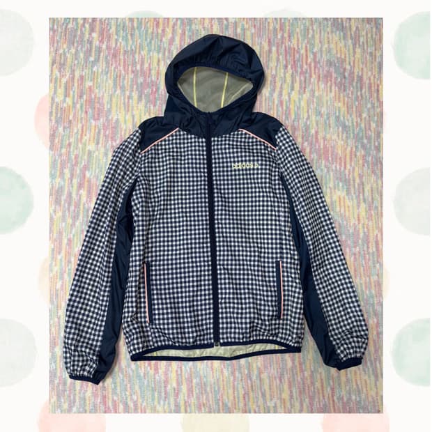 아디다스 네이비 체크 바람막이 