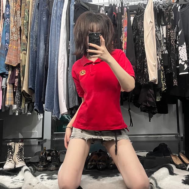 버버리 카라 자수 반팔