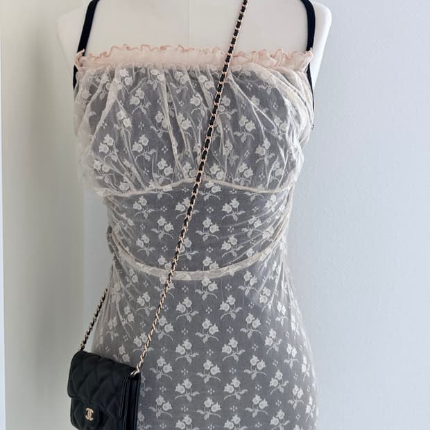 시스루 꽃무늬 나시 원피스