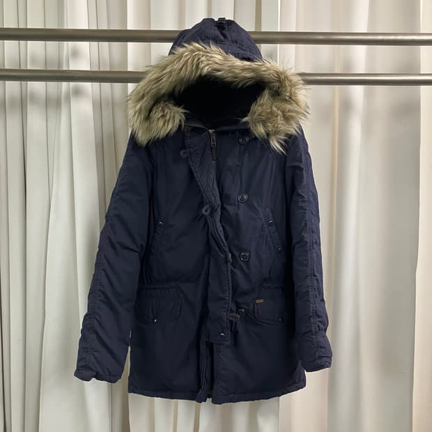 데님 앤 서플라이 폴로 랄프로렌 N3B 네이비 밀리터리 후드 야상 M