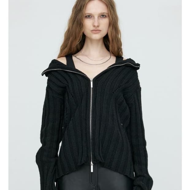 나체 소프트 니트집업 블랙