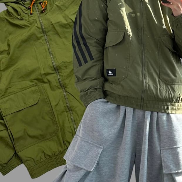 남88 새상품 아디다스 카키 바람막이 점퍼 